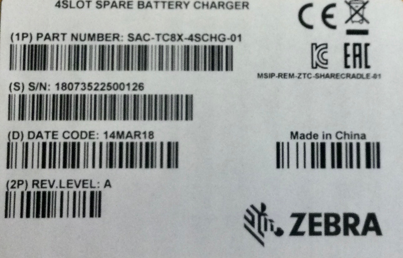 Zebra SAC-TC8X-4SCHG-01 Charging Cradle
