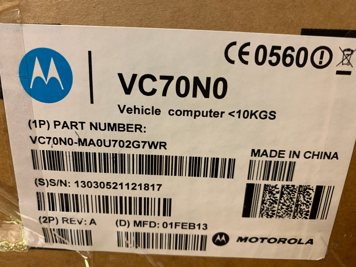 Motorola VC70N0-MA0U702G7WR Vehicle Mount Mobile Computer