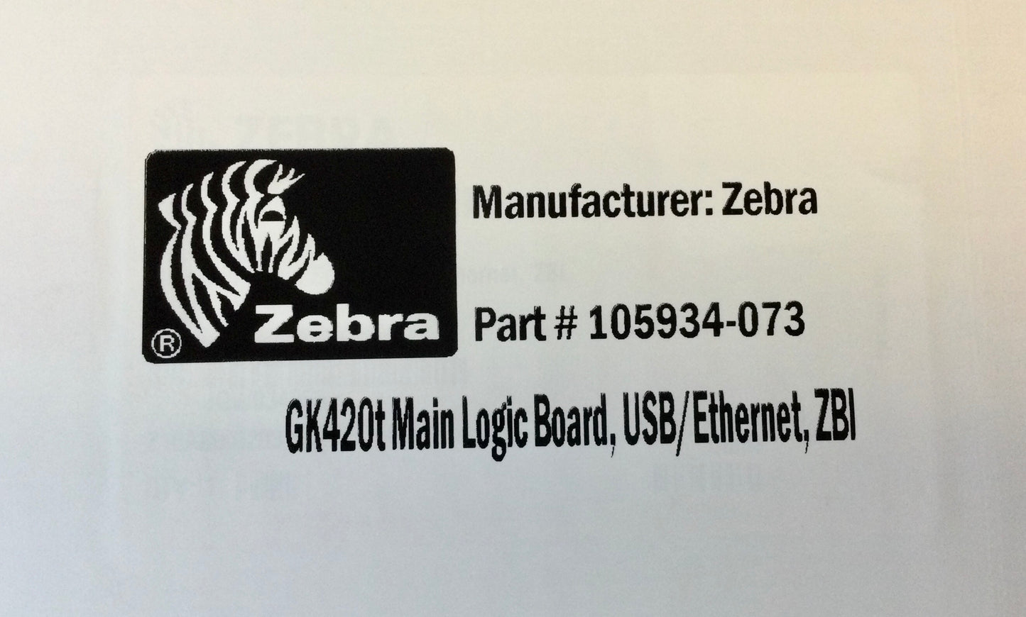 Zebra GK420 PN# 105934-073 - GK Main Logic Board, USB/Ethernet, ZBI