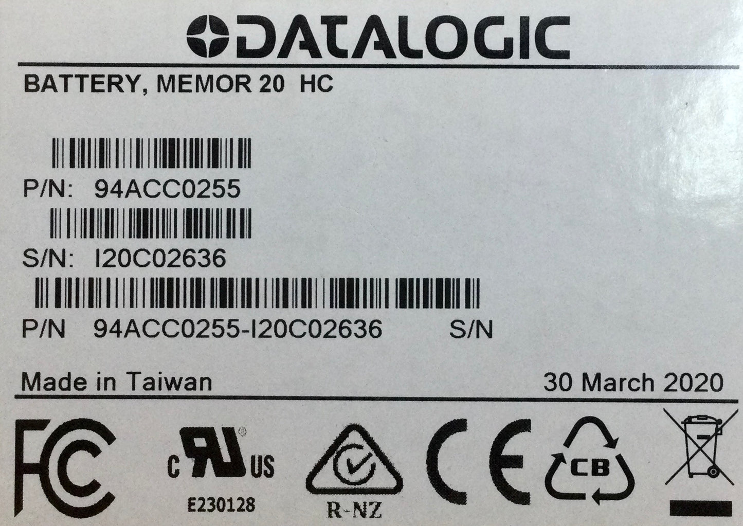 Datalogic Memor 20 Battery PN# 94ACC0255