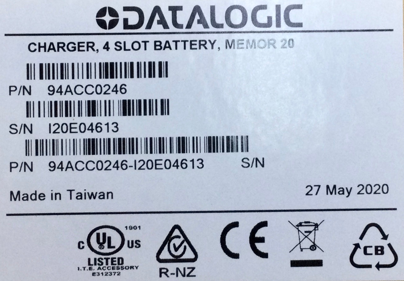 Datalogic Memor 20, 4 Slot Battery PN# 94ACC0246